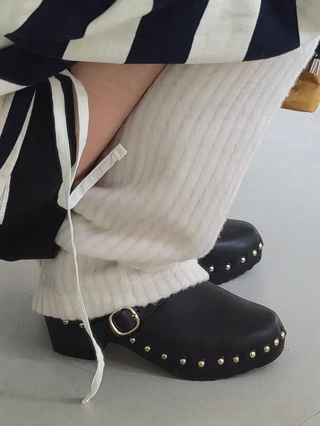 [CREW PICK!] 청키 스터드 클로그 뮬_BLACK(5cm)